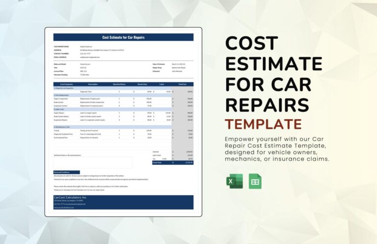 Vehicle Repair Estimate Template Auto Repair Estimate Forms